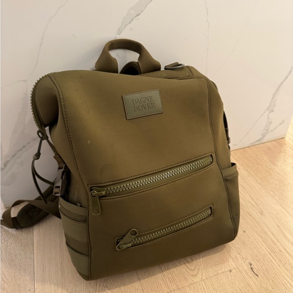 Dagne Dover Handbags - Dagne Dover Olive Mini Backpack with Front Zip Pockets